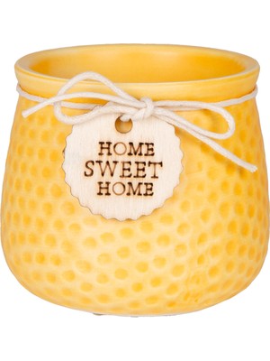 Herdekora Seramik Saksı Home Sweet Home Aksesuarlı Sarı 8,5x7 Cm.