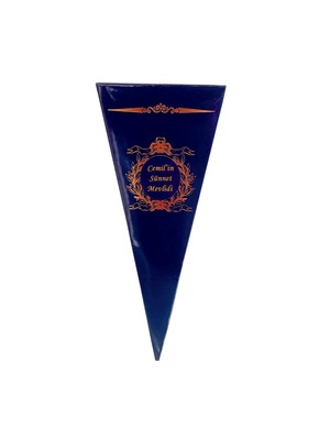Mila Kurabiyka Mevlüt Külah Lokumluk Şekerlik Kutusu Gold Yaldızlı Lacivert Sünnet Bebek Söz (6*15CM)25AD