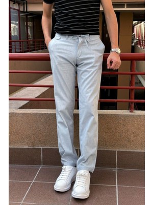 Erkek Regular Fit Lastikli Old Money Culture Pamuklu Keten Dokuma Kumaş Pantolon 24INP279