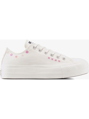Converse Convese Chuck Taylor All Star Lift Floral Embroidery Low Top Unisex Krem Sneaker