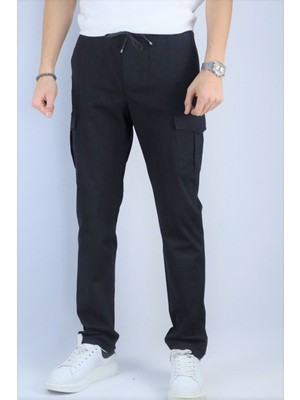 Bel bağcıklı, Pamuklu gabardin kumaş, Oversize-Regular fit kargo cep pantolon 256