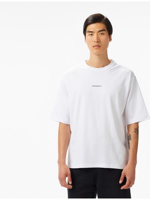 Converse Star Chevron Baskılı Oversize Fit Erkek Beyaz T-Shirt