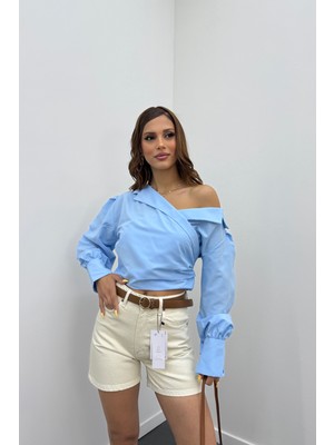 Narferita Samira Ekru Yüksel Bel Kot Şort