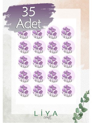 Liyacraft Mor Yuvarlak Çiçek Set 35 Adet (3 Cm)