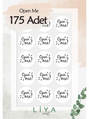 Liyacraft Open Me Paketleme Sticker Set 3 cm 175 Adet