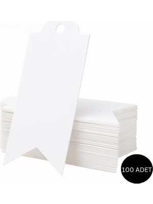 Roco Paper Co. Flama Delikli Etiket- Hediye, Paket ve Çanta Sallantı Etiketi (Ipsiz) - 100 Adet, Beyaz