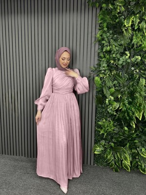 Glr & Gym Elifsu Kadın Janjan Kumaş Dökümlü Genç Mezuniyet/abiye Elbise