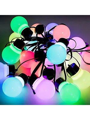 Rkm Store 5metre Top LED Rgb 20 LED 220V Fişli Tak Çalıştır Dekoratif Iç ve Dış Mekan Aydınlatma Süsleme Işığı