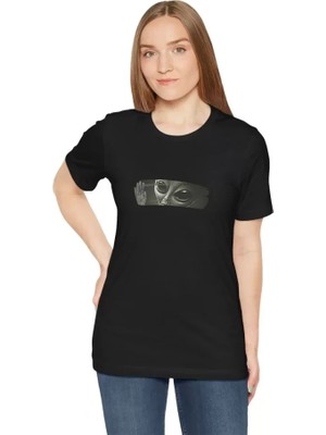 Giyimodam Unisex Bisiklet Yaka Baskılı T-Shirt - Siyah