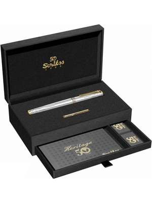 Scrikss & WizDesign Heritage Dolma Kalem Gold Krom B Uç LÜKS KUTULU / ÖMÜR BOYU GARANTİLİ / KİŞİSELLEŞTİRİLEBİLİR