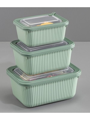 Deyhome 3 Parça Microline Dikdörtgen Set ( 600-1100-1800 ml )
