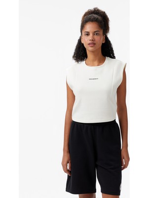 Converse Star Chevron Baskılı Kadın Krem T-Shirt