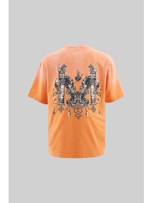 Machinist Erkek M Letter Washed Yikamali Oversize Turuncu Tişört