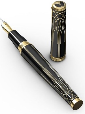 Scrikss & WizDesign Heritage Dolma Kalem Siyah Altın B Uç LÜKS KUTULU / ÖMÜR BOYU GARANTİLİ / KİŞİSELLEŞTİRİLEBİLİR