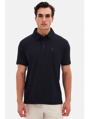 Twn Slim Fit Lacivert Pike Dokulu T-Shirt 4EC146011784M