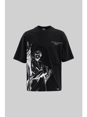 Machinist Erkek Lock And Key Oversize Siyah Tişört