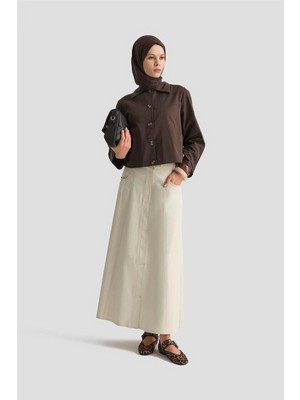 Armine Kısa Blazer Ceket 25KD9002 Kahverengi