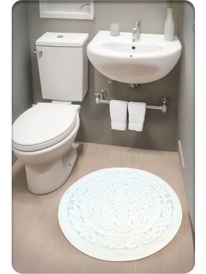 Cotton Crafty Geleneksel Pamuklu Dokuma, Su Emici, Kaymaz Taban, Banyo Paspası, Banyo Halısı Royal, 60X60 cm