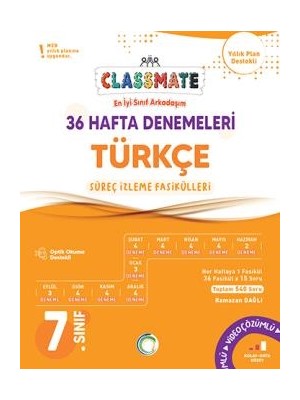 Komiyon Okyanus Yayınları 7. Sınıf Classmate Türkçe 36 Hafta Denemeleri