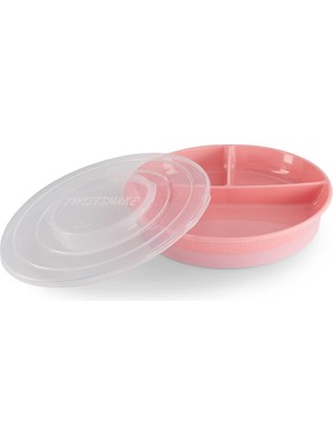 TWISTSHAKE Pembe Kapaklı Bölmeli Bebek Çocuk Tabağı (6+ Ay)
