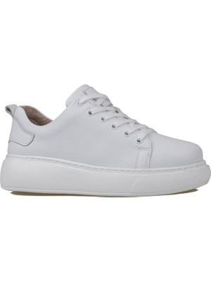 Trend Adımlar Beyaz Aura Kadın Hakiki Deri Sneaker