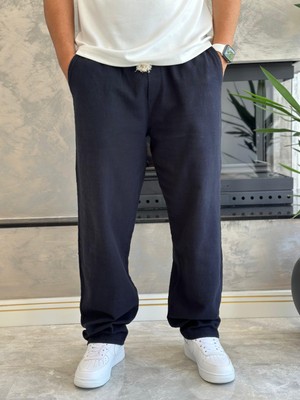 Erkek Rahat Kalıp Keten Pantolon Lacivert ECA001