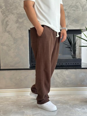 Erkek Rahat Kalıp Keten Pantolon Kahverengi ECA001