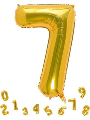 Parti Adresi Rakam Folyo Balon 7 Altın Renk 100 cm - 40"