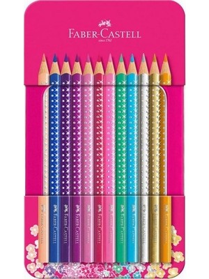 Faber-Castell Parlak Renkler Metal Kutu Pembe Kuru Boya 12'li