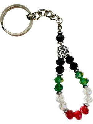 Zaytoon Filistin Bayrak Renkli Kristal Taşlı El Yapımı Anahtarlık Ünisex A300052