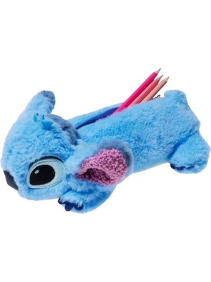 Petityu Stitch Desenli Yumuşacık Peluş Kalem Kutusu 1 Adet Mavi Renkli Eğlenceli Tasarım