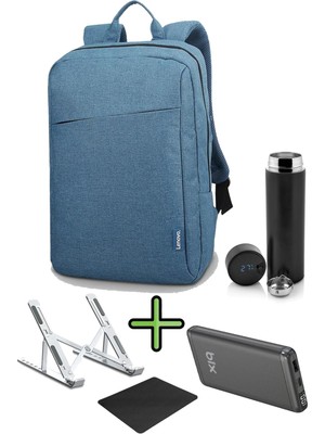 Lenovo Sırt Çantası 15.6 Inç B210 Laptop Çantası, Hızlı Powerbank, Termos, Laptop Standı, Mousepad 5'li Set