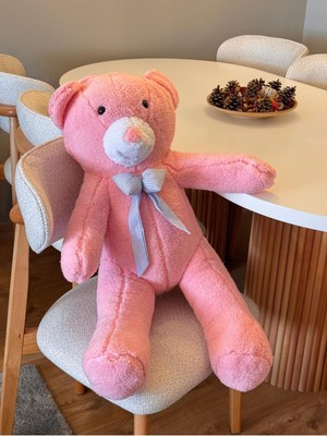 Bugi Home Collection Papyonlu Pembe Dev Büyük Peluş Ayıcık 80CM Sevgililer Günü Özel Ayıcık, Hediyelik Ayı