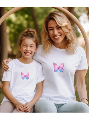Küçük Kelebek Baskılı Anne-Kız Kombin Tişört (Kombin Yapmak Için 2 Adet Ekleyiniz)