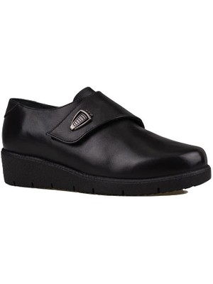 M2S Siyah Ultra Hafif Hakiki Deri Kadın Comfort Ayakkabı