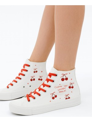 Amazoon Desing Kiraz Tatlı Baskılı Kız Çocuk Spor Ayakkabı Sneaker