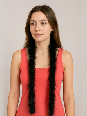 Parti Adresi Simli Otriş Tüy Bekarlığa Veda Parti Kostüm Aksesuarı Siyah 2 m