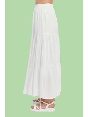 She Best Viskon Kumaş Astarlı Beyaz Viskon Kumaş Kadın Etek