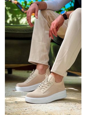 KB-116 Kuback Bej Bağcıklı Triko Günlük Erkek Ayakkabı