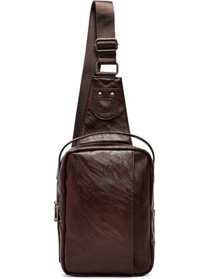 Erkek Için Şık Kahverengi Mini Çapraz Çanta, Hafif ve Kullanışlı Tasarım