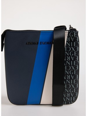 Çanta, Erkek, Siyah-Mavi-Beyaz, 21X22X3 Cm, Şık ve Kullanışlı Tasarım