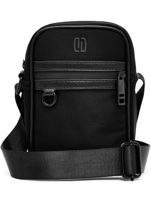 Mini Siyah Kumaş Erkek Postacı Çantası, Şık ve Hafif Tasarım