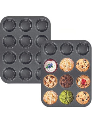 2'li Set Muffin Kalıbı 12LI Fırın Mini Kek Browni Kekstra Kalıbı Cupcake Kapsülü