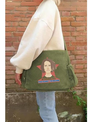 Unisex Yeşil Baskılı Postacı Çantası, Şık ve Kullanışlı Tasarım