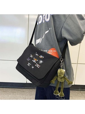 One Piece Karakterleri Baskılı Unisex Siyah Postacı Çanta