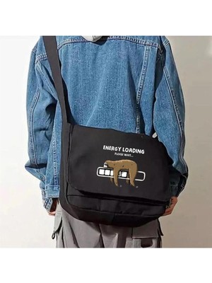 Şık ve Kullanışlı Unisex Siyah Postacı Çantası, Günlük Tarzınıza Uyum Sağlar.