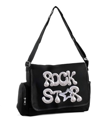 Şık Siyah Cepli Postacı Çantası - Modern ve Kullanışlı Tasarım