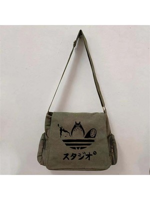 Yeşil Totoro Tasarımlı Unisex Postacı Çantası