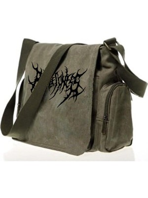 Unisex Yeşil Goth Punk Baskılı Postacı Çanta