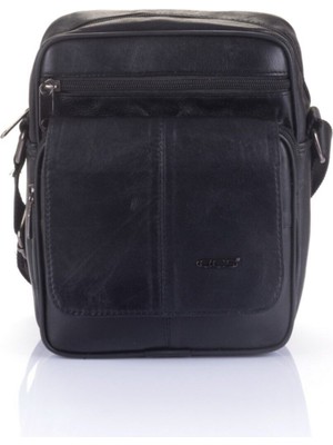 Hakiki Deri Çapraz Postacı Çanta, Şık ve Kullanışlı Tasarım, Siyah Renk
